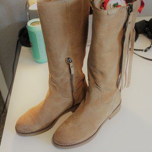 Sundance Calf-High Tan Suede Leather Boots, Women's Size 10